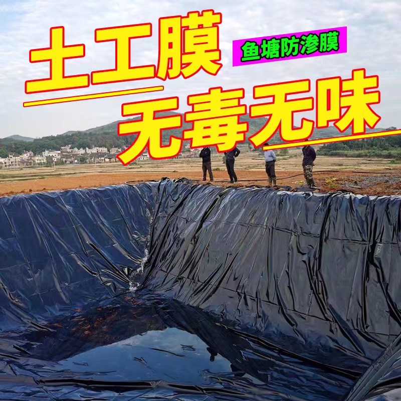 鱼塘防渗膜黑色防水土工膜鱼池护坡屋顶防漏养殖蓄水池专用防水布