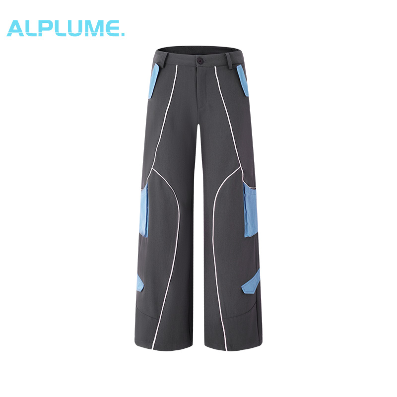 拼接撞色ins欧美风设计感休闲裤