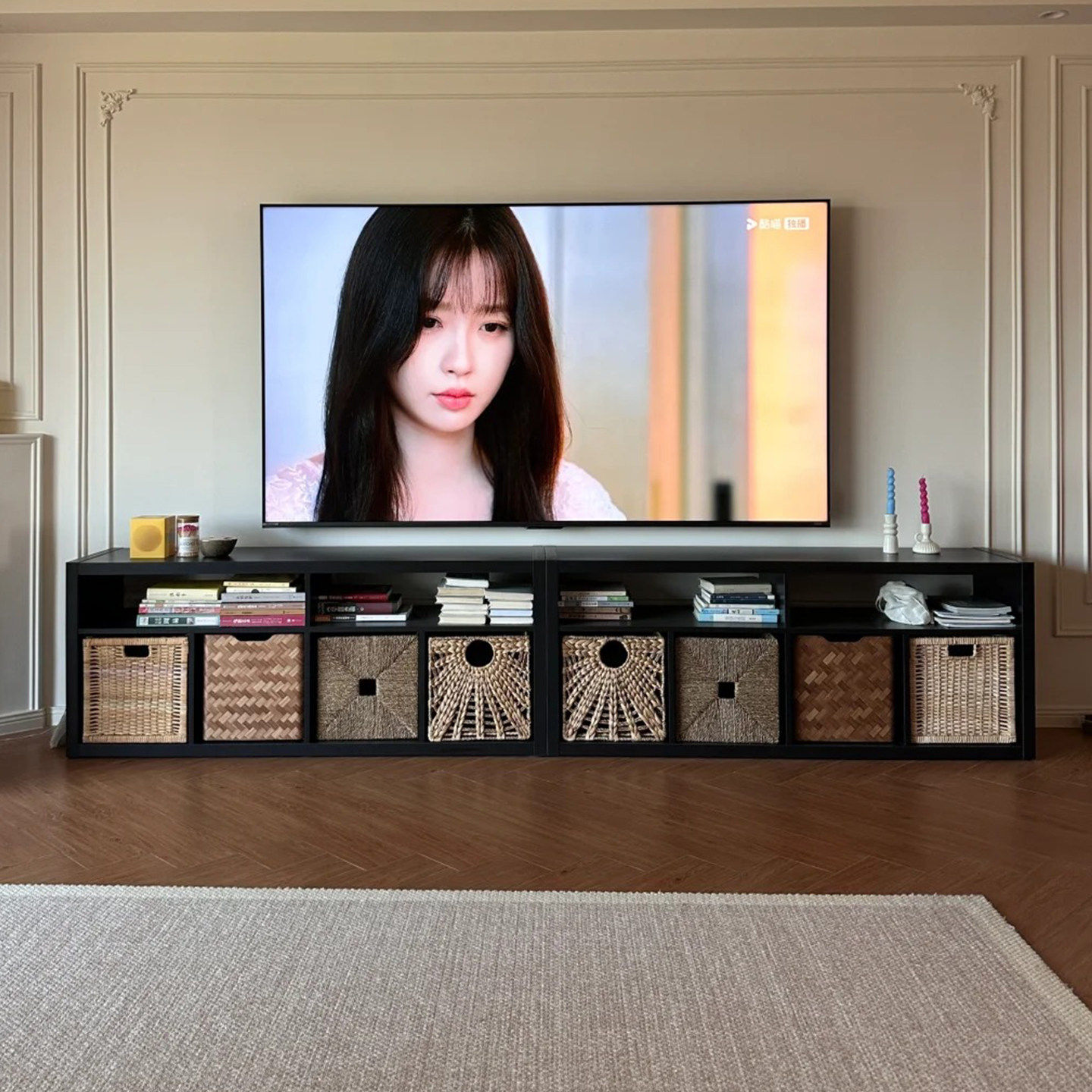 实木电视柜卡莱克收纳储物柜一体客厅家用小户型中古风落地组合柜,住宅家具,电视柜,淘宝优惠券,粉丝福利购,淘宝优惠卷