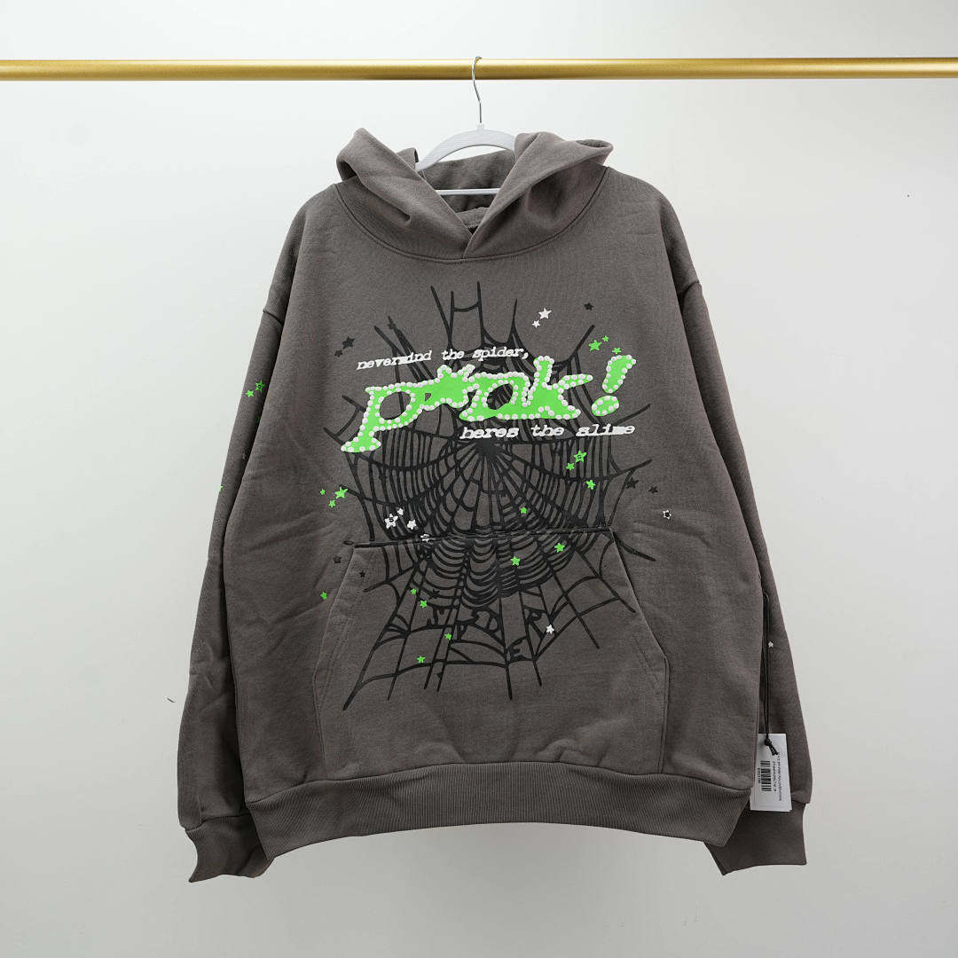 thumbnail for Green letter logo print fashionable casual simple hooded sweatshirt