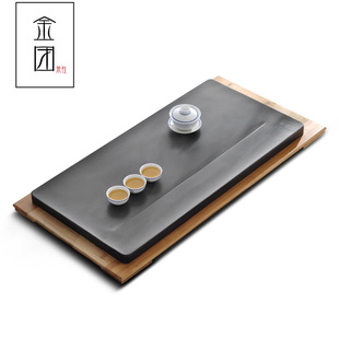 乌金石茶盘整块天然石材大号茶台家用功夫茶具小茶海长方形茶托盘