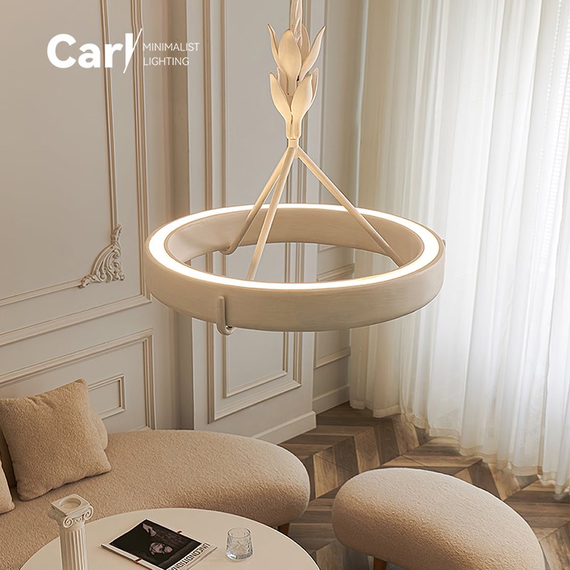 法式轻奢Athena石膏客厅吊灯设计师奶油复古卧室餐厅艺术雕花灯具