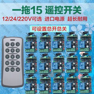 220V十五路多控开关灯具大功率多15路展厅控制开关 无线遥控12V24