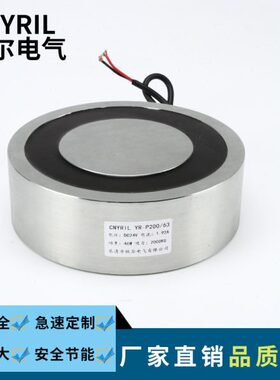 YR-P200/63直流吸盘式电磁铁 2500KG起重电磁吸盘 DC12V24V电吸盘