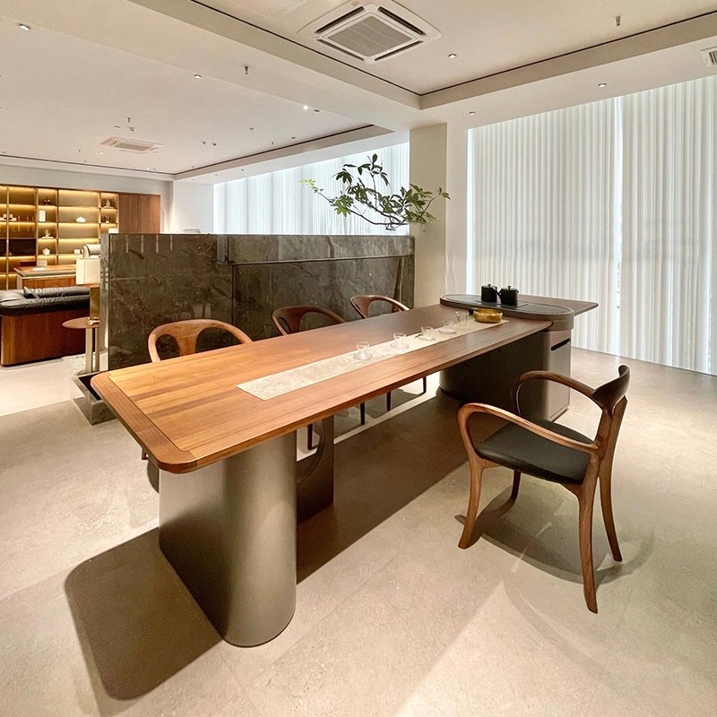 新中式实木茶桌轻奢现代高级感胡桃木功夫茶台禅意茶室办公室客厅