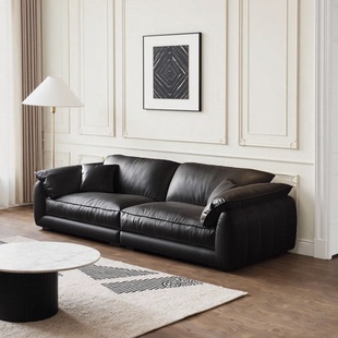 政府补贴大黑牛沙发真皮复古沙发客厅2025新款轻奢高级感黑色沙发