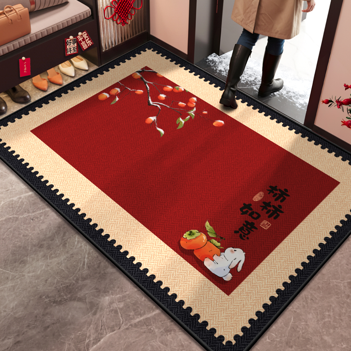 入户门地垫红色地毯防滑高级玄关