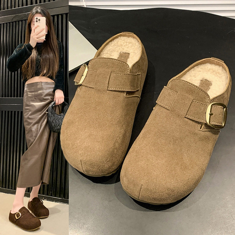 厚底包头拖鞋女外穿秋季复古一脚蹬踩屎感博肯拖鞋包其他拖鞋休闲