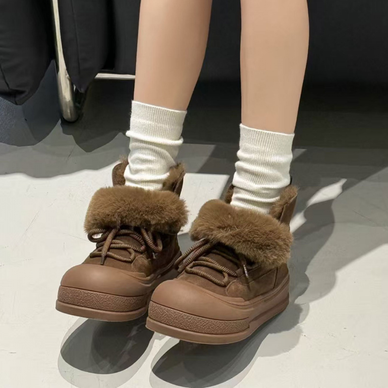 冬季雪地靴女贝壳头加绒短靴