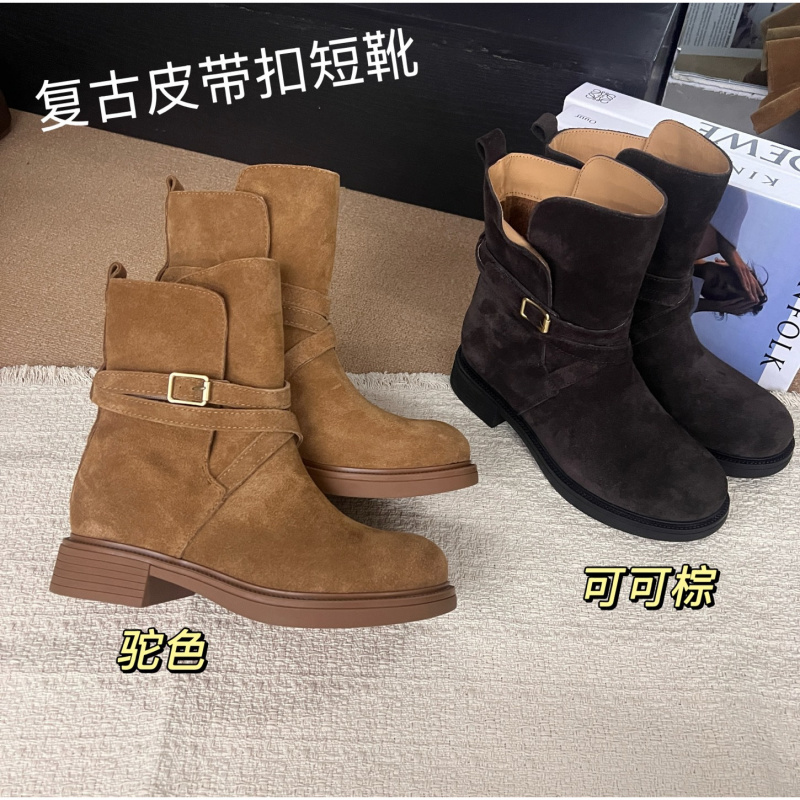 复古加绒短靴女秋冬马丁靴