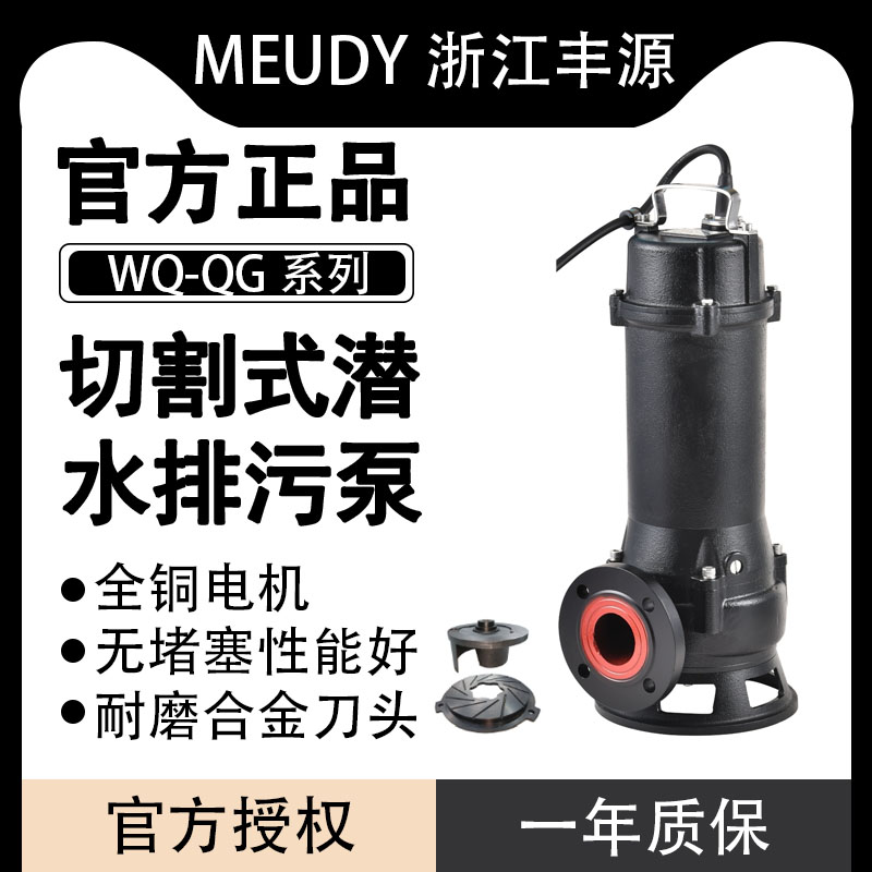 浙江丰源切割式潜水排污泵220wv380v工业污水家用化粪池抽粪排污