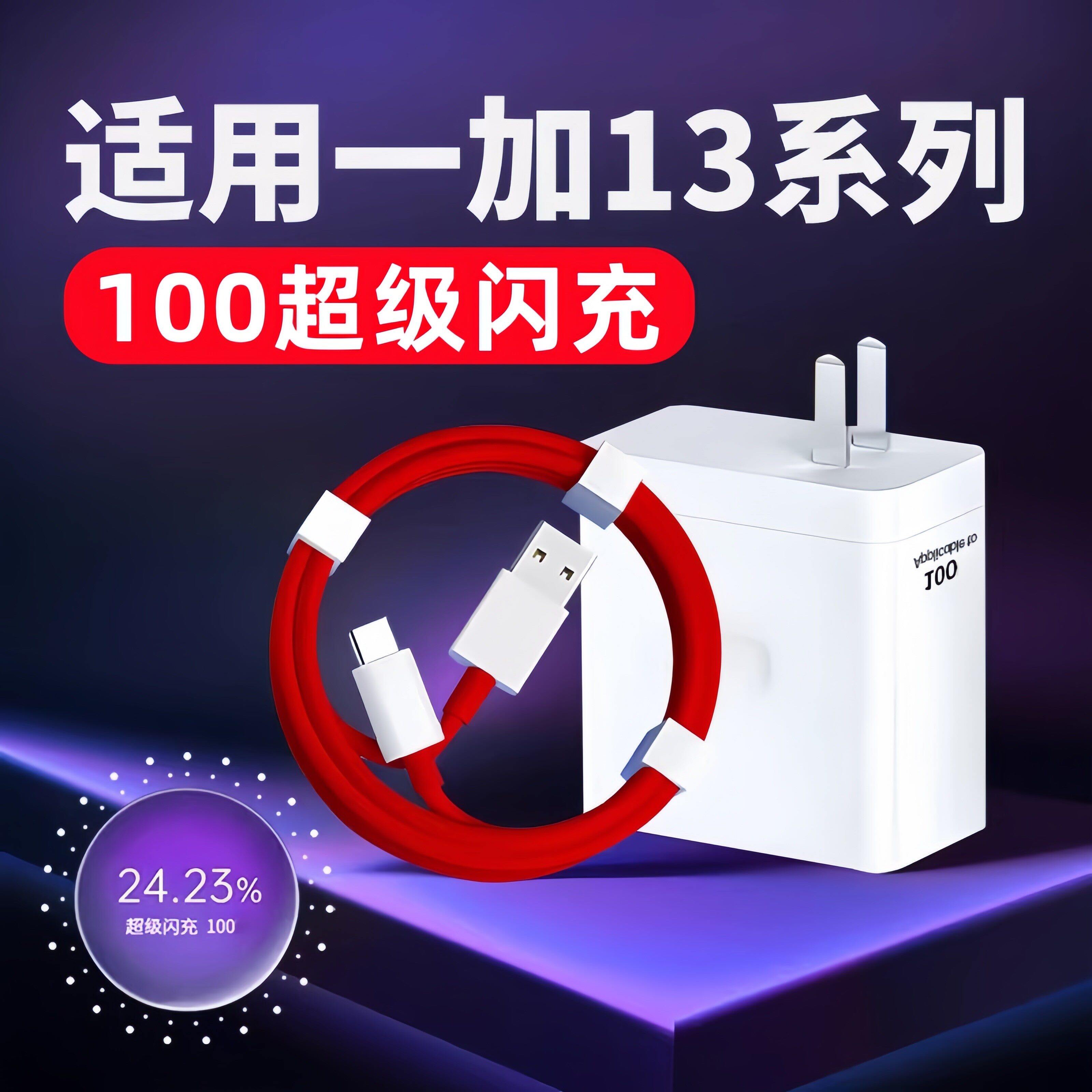 适用一加13充电器100超级闪充1+13手机充电头OPPO一加13Pro快充头一加Ace2 ace3V充电头1+11 12加长2米数据线