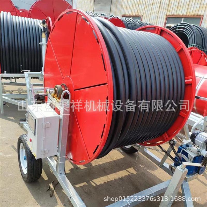 农用大田地浇地机 75-300型排灌机 卷盘式自动收官增压喷灌机