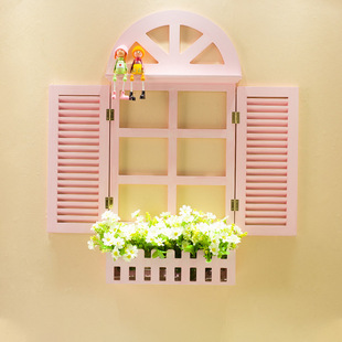 家居饰品木质复古仿真窗户欧式假窗户壁挂创意门店墙面装饰百叶窗