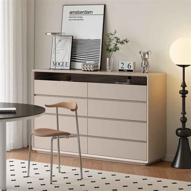 纯实木八斗柜储物卧室家用简约奶油风五斗柜床尾收纳客厅六斗柜新