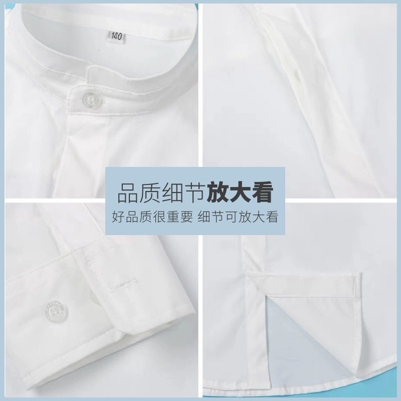 学生英伦校园白色短袖校服衬衫春秋纯棉学院弹力男童校服衬衫