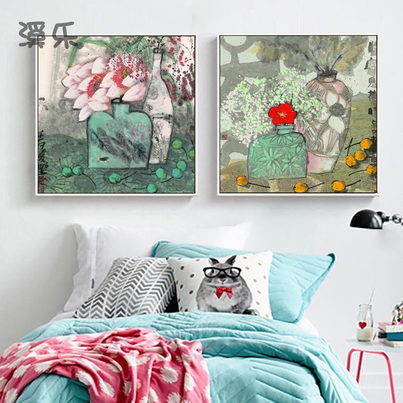 吴冠中装饰画新中式水墨装饰画茶室背景墙墨韵挂画简约风格墙画