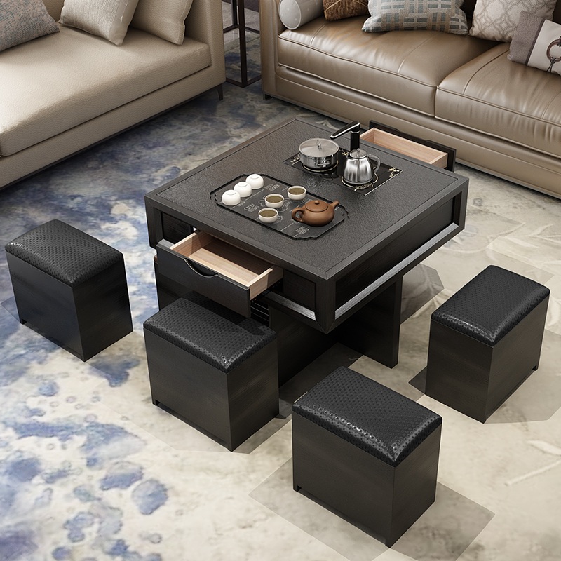 小户型火烧石功夫茶几小茶台阳台泡茶桌茶桌椅组合全自动套装客厅