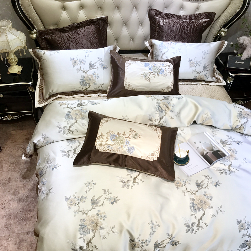 北欧风情高支密立体提花全棉四件套宫廷风60长绒棉多件套床上用品
