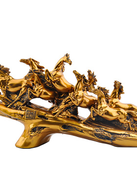 新中式鎏金铜八骏雄风马到成功客厅玄关家居装饰品办公室摆件礼品