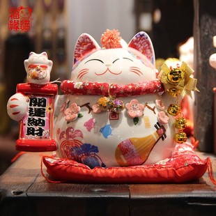饰 创意家用招财猫陶瓷存钱罐收银台摆E件开业礼物玄关客厅乔迁装