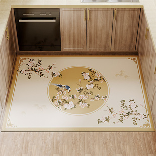 厨房地垫整铺满防滑防油x防水可擦洗家用垫子大面积地毯脚垫 中式