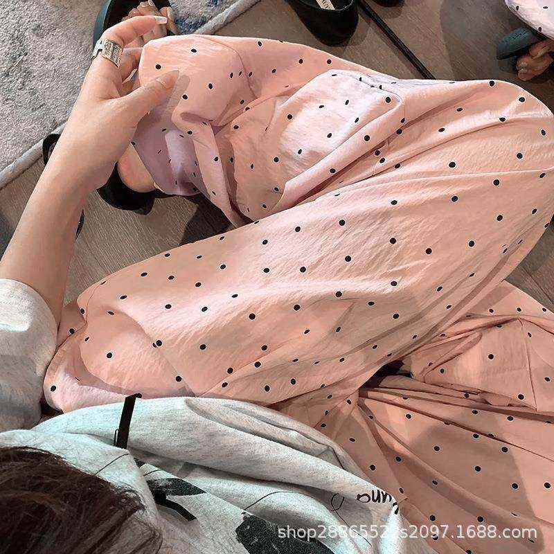 波点阔腿裤百搭少女睡裤宽松垂感休闲直筒遛弯裤小个子显瘦山本裤,女装/女士精品,休闲裤,淘宝优惠券,粉丝福利购,淘宝优惠卷