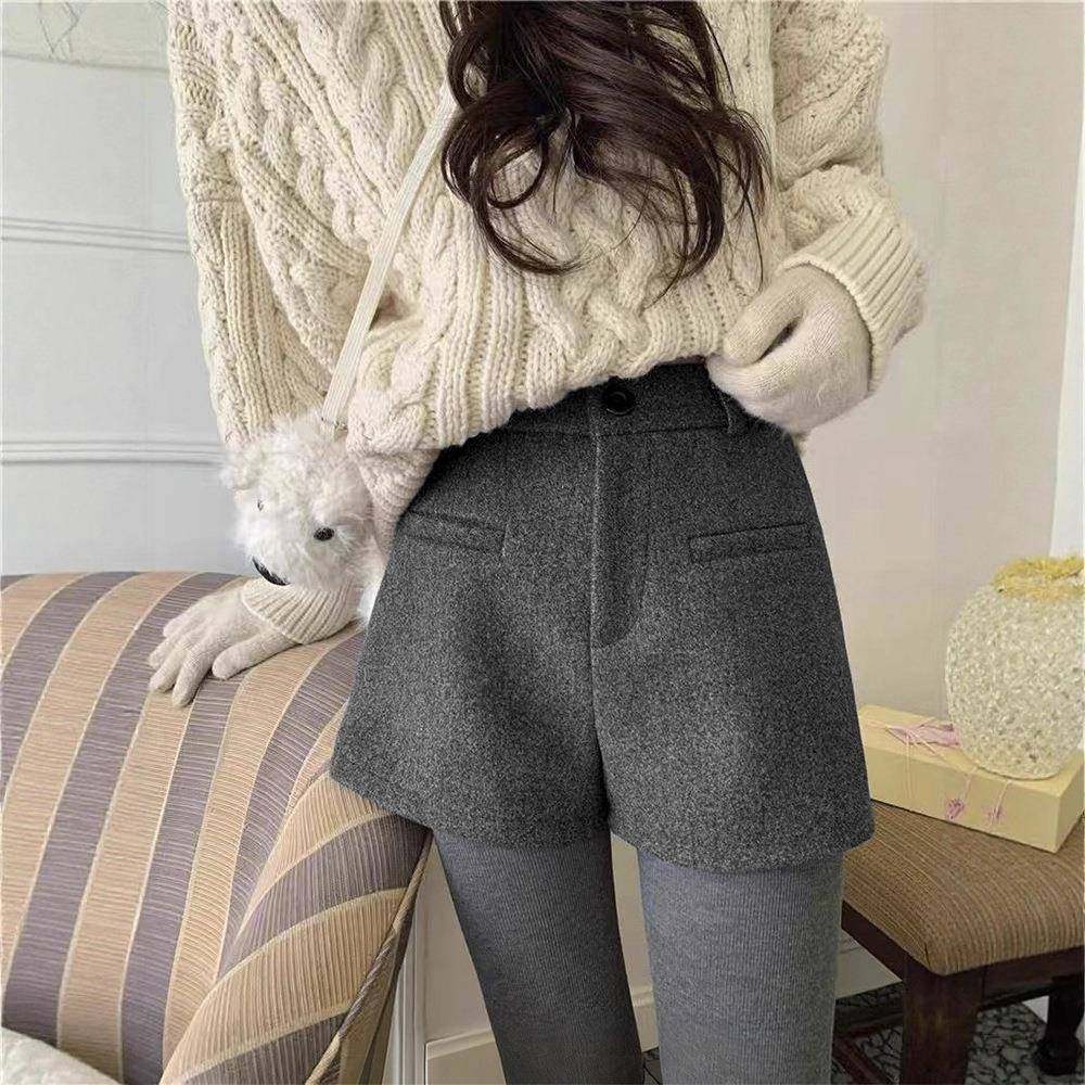 灰色西装毛呢短裤女秋冬季2025新款高腰显瘦a字热裤休闲打底靴裤,运动/瑜伽/健身/球迷用品,瑜伽中/短裤,淘宝优惠券,粉丝福利购,淘宝优惠卷