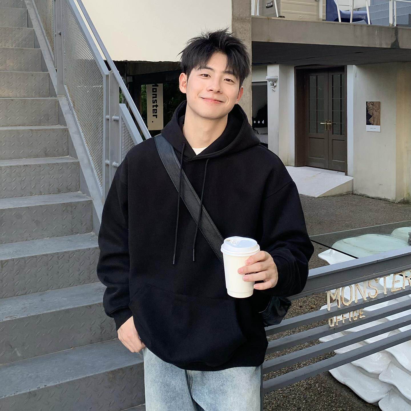 460g重磅黑色连帽卫衣男款春秋季2026新款男长袖内搭上衣外套