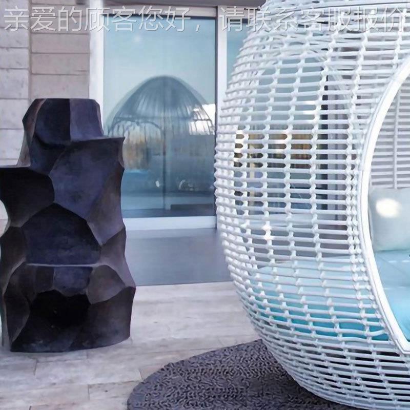 户外244休闲躺藤鸟别墅藤艺沙发圆床露天高档大圆床沙床发创意巢