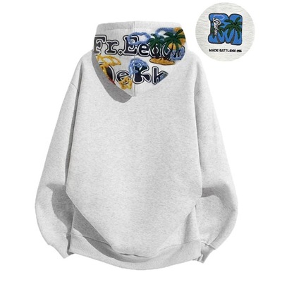 新款高街刺绣连帽chic重磅秋冬款