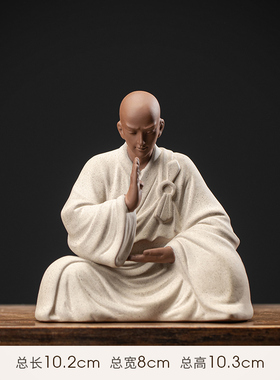 新中式创意紫砂小和o尚摆件禅意家居客厅博古架桌面装饰品瓷工艺