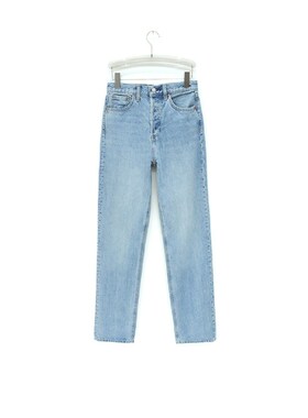 加拿大DEN1M F0RUM 女款 蓝色洗水E高腰JONI宽松直筒牛仔裤 4816