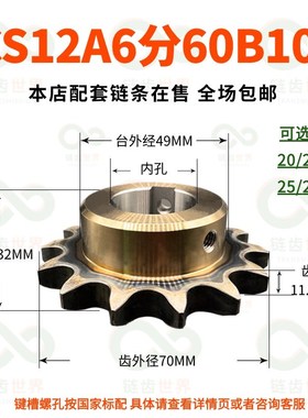 scs盛a天45钢6分12A60B工业传动链齿轮定制做加工345分1寸081016A
