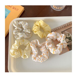 ILLUSION BOY 5个装夏日粉色系小碎花发圈布艺大X肠卷发绳饰品