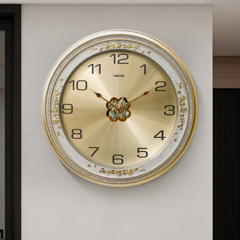 轻奢圆形挂钟家用客厅现代u简约静音时钟大气石英钟表创意装饰挂