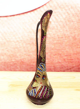 巴基斯坦工艺品铜器铜雕一枝花花瓶E家居异域装饰品博古架书房摆