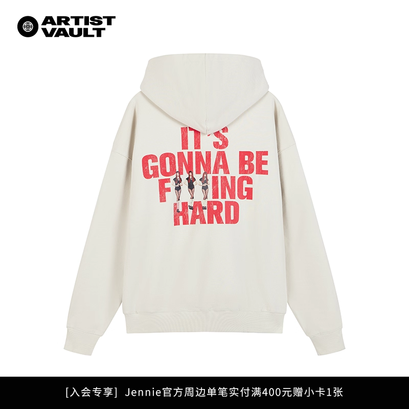 Jennie周边Ruby一周年快闪同款Like Jennie Statement连帽卫衣