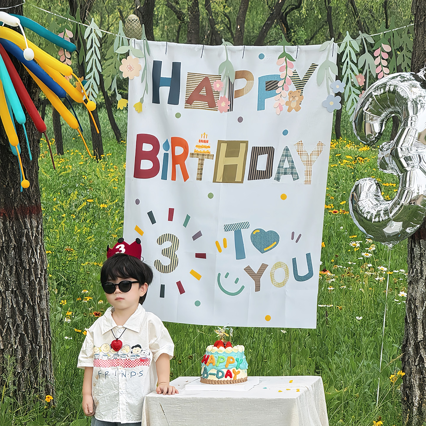 韩系宝宝满月百天周岁挂布儿童生日派对背景墙布置户外拍照道具