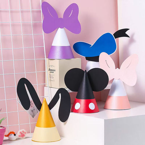 卡通搞怪生日帽可爱米奇米妮儿童周岁派对蛋糕装饰布置拍照道具