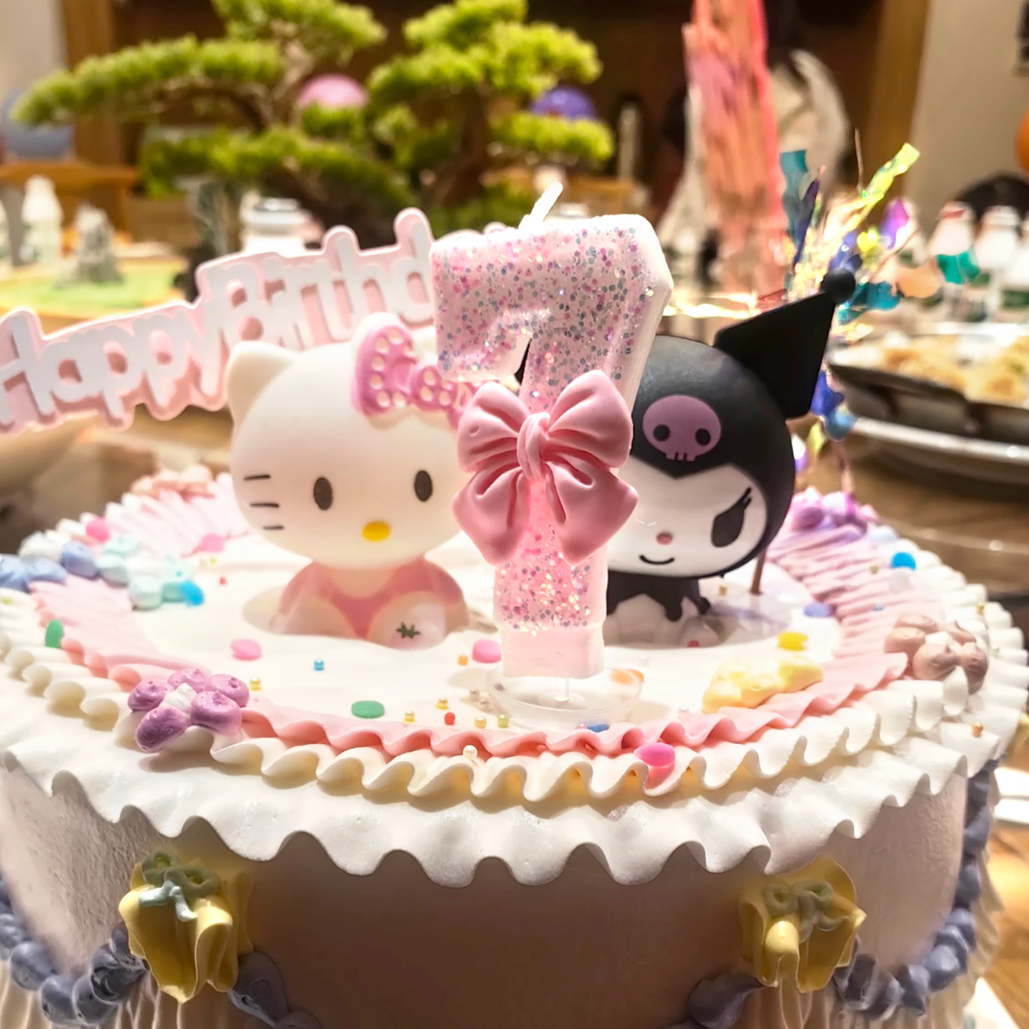 ins粉色少女心蝴蝶结数字蜡烛儿童女孩生日派对蛋糕装饰氛围道具