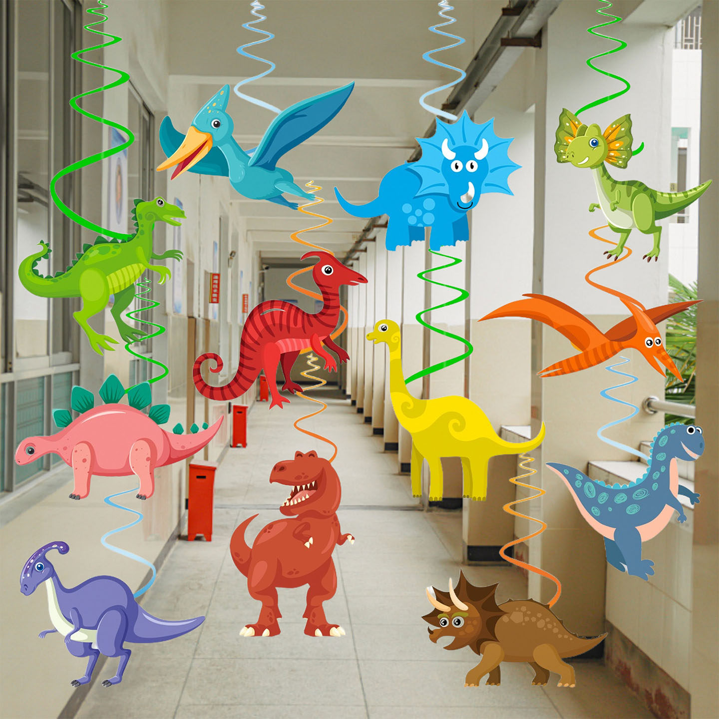卡通恐龙主题螺旋挂饰儿童生日派对氛围感装饰幼儿园走廊教师吊饰,节庆用品/礼品,节日装扮用品,淘宝优惠券,粉丝福利购,淘宝优惠卷