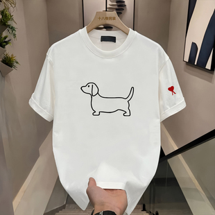 【官方直营】Ami fien不易褪色T恤字母棉涤短袖圆领标准版型时尚