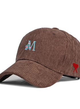 【官方直营】Ami fien日系休闲灯芯绒夏季鸭舌帽透气刺绣棒球帽子