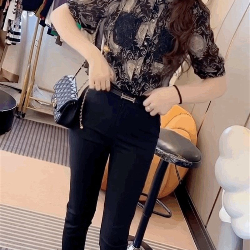 短袖立领法式风雪纺衬衫打底衫女23夏长袖OL上衣气质高级感衬衣潮