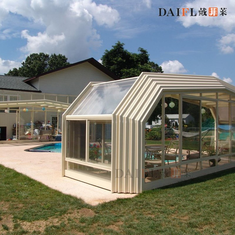 可移动阳光房伸缩玻璃顶棚预防违建房顶露台楼顶折叠隔热玻璃房