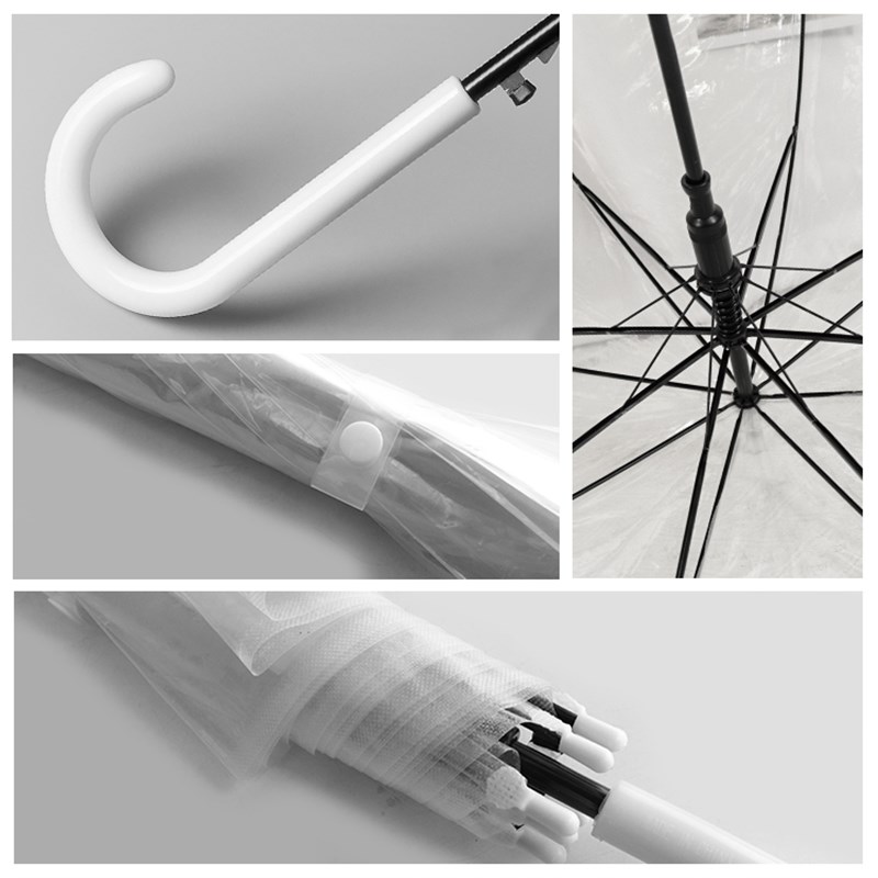 自动透明雨伞定制可印logo学生儿童广告伞长柄直杆环保透明伞DIY