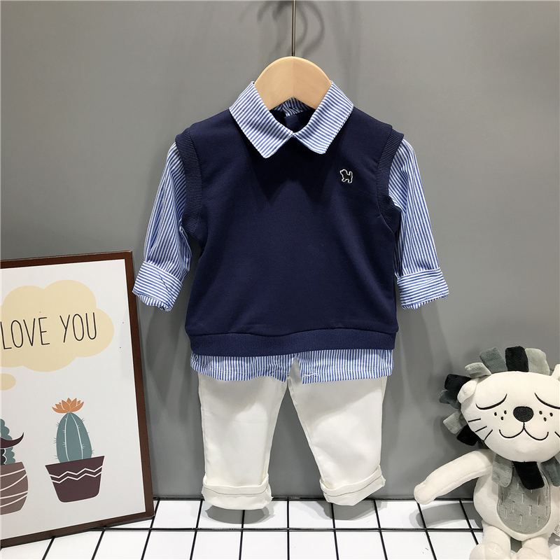 原D小狗童装男女宝宝秋装姐弟装兄妹装假两件衬衫休闲裤连衣裙子