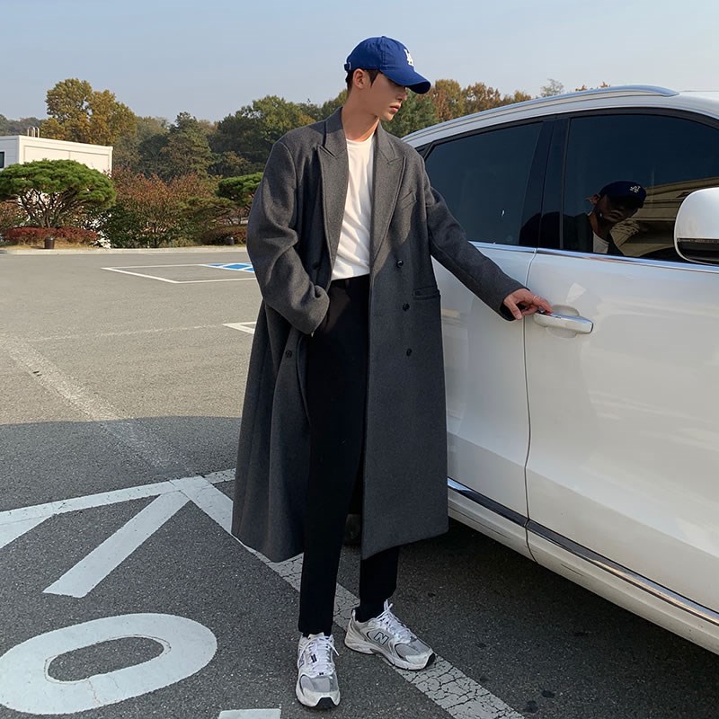 冬款加厚长款毛呢大衣男过膝秋冬季双排扣宽松呢子风衣外套高级感