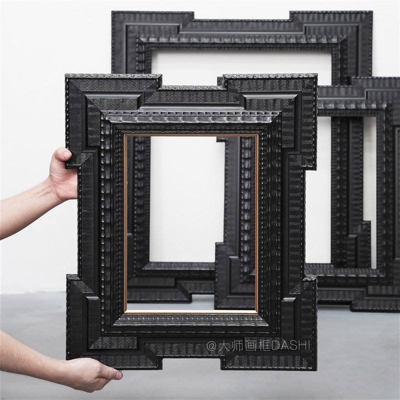 可定制尺寸欧式复古中古浮雕古典实木油画框相框黑色美式镜框装裱